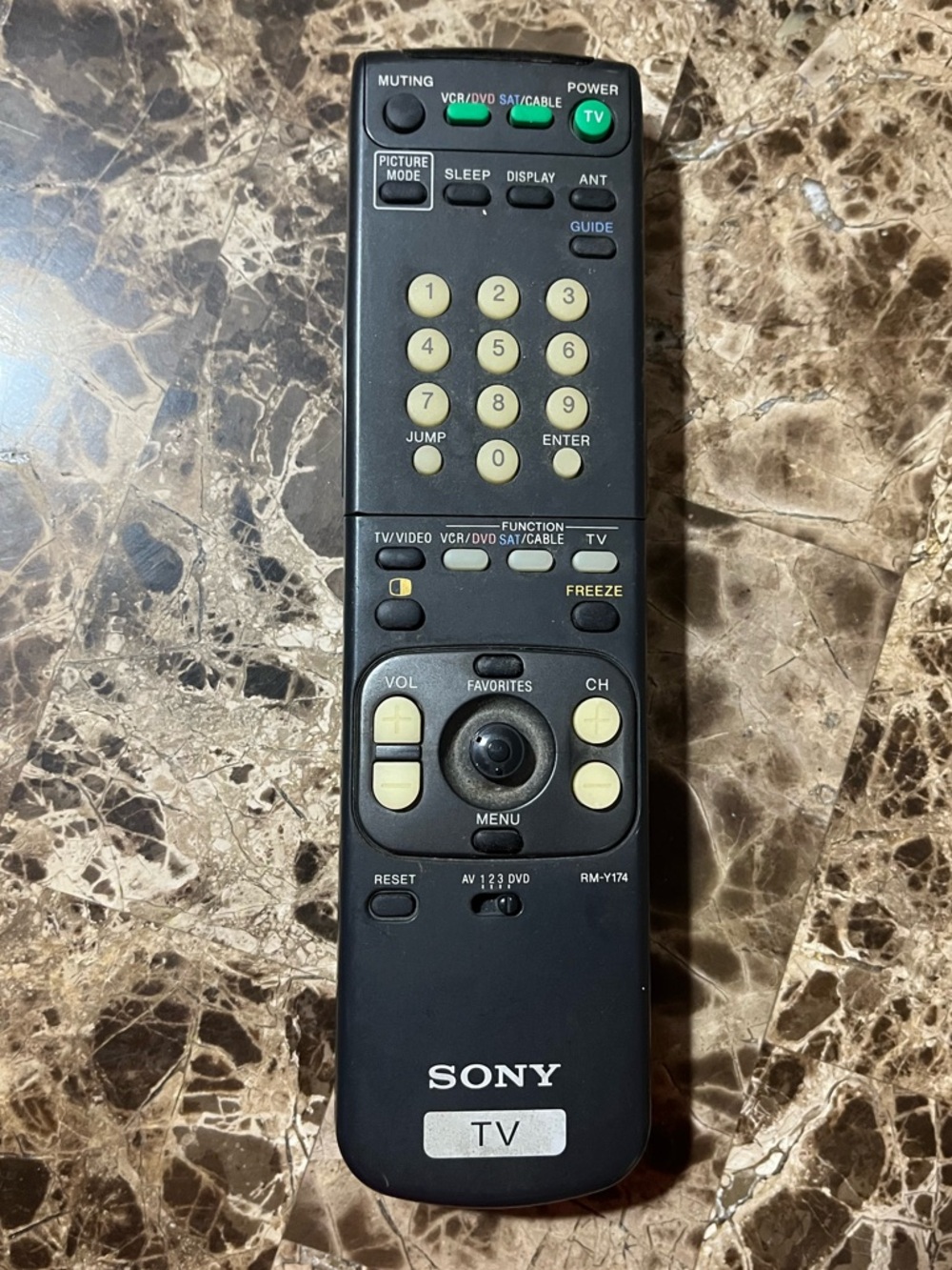 Sony RM-Y174 TV VCR DVD Remote Control - FOR PARTS NOT WORKING Battery Corroison